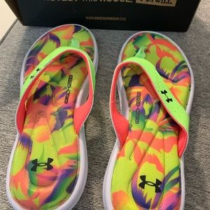 Multi color under armour flip flops foam